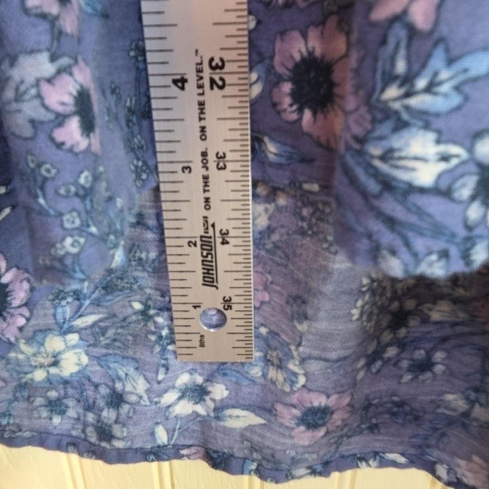 Lucky Brand Blouse Womens XL Blue Henley Sleeveless Floral Lightweight Tunic Top - Picture 7 of 7